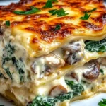 Creamy Spinach and Mushroom Lasagna