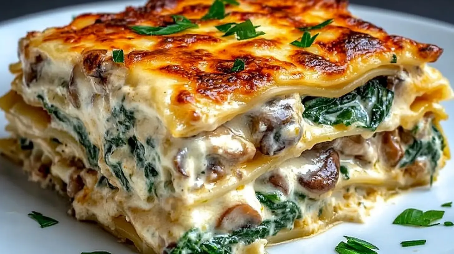 Creamy Spinach and Mushroom Lasagna