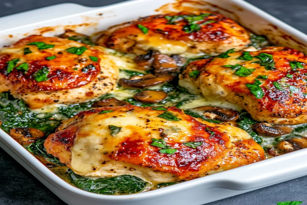 Chicken, Spinach, and Mushroom Low-Carb Oven Dish