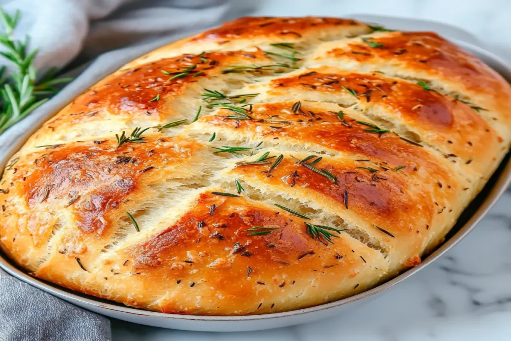 No Knead Rosemary Bread – Easy Artisan Loaf with Garlic & Herbs