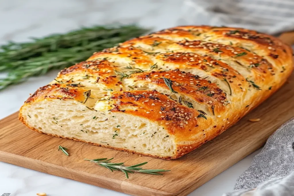 No Knead Rosemary Bread – Easy Artisan Loaf with Garlic & Herbs