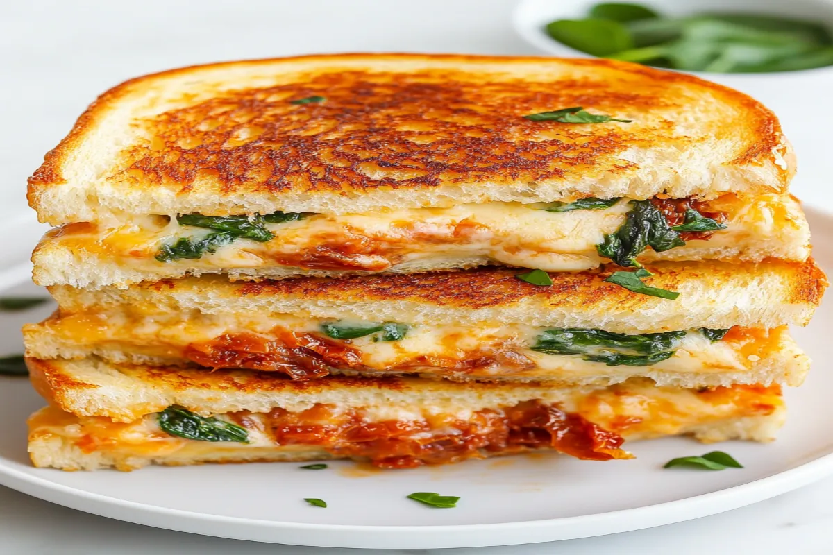 Sun-Dried Tomato Spinach and Ricotta Grilled Cheese