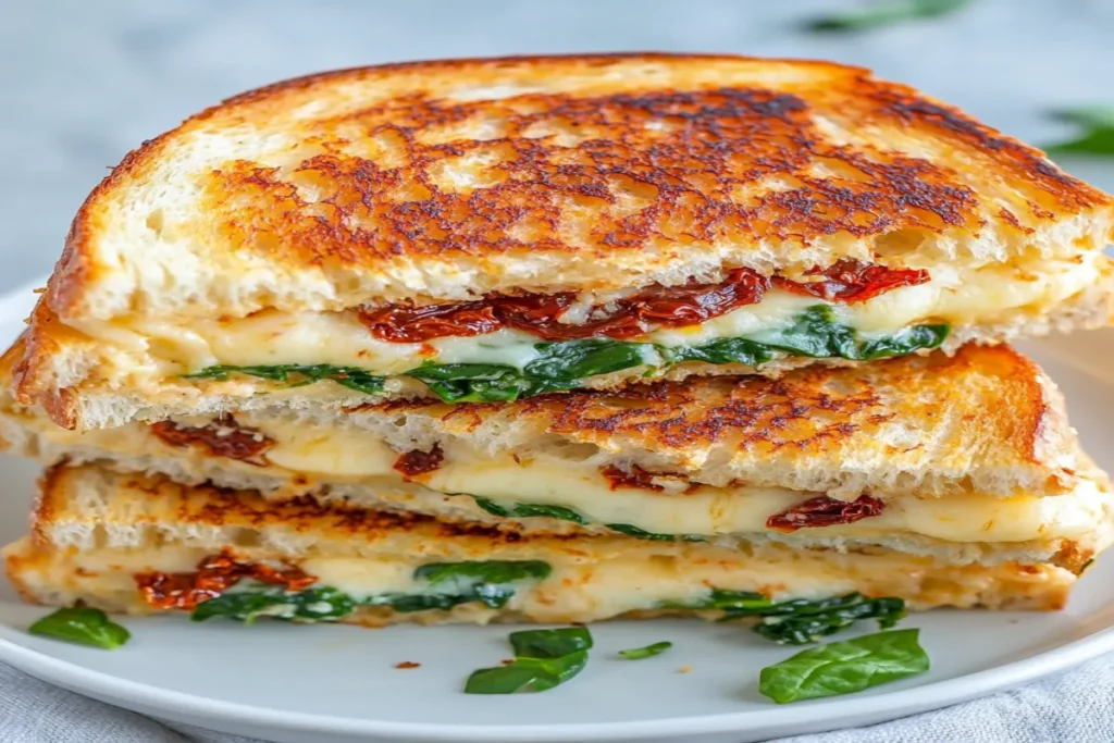 Sun-Dried Tomato Spinach and Ricotta Grilled Cheese