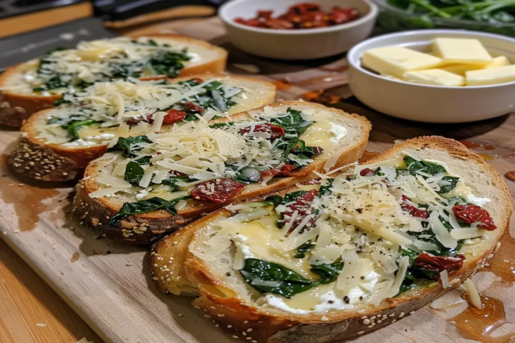 Sun-Dried Tomato Spinach and Ricotta Grilled Cheese