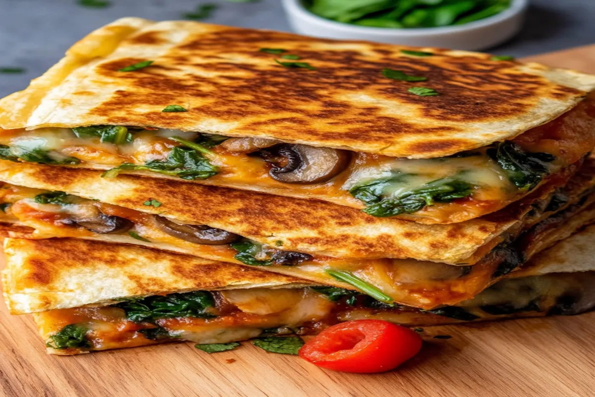 Baked Spinach Mushroom Quesadillas