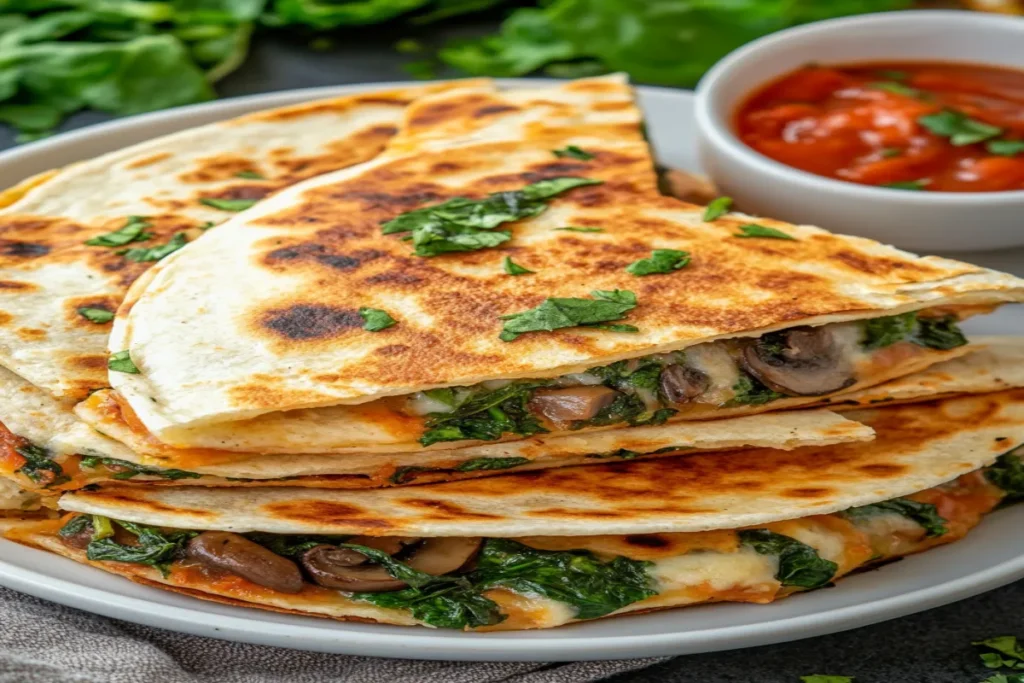 Baked Spinach Mushroom Quesadillas