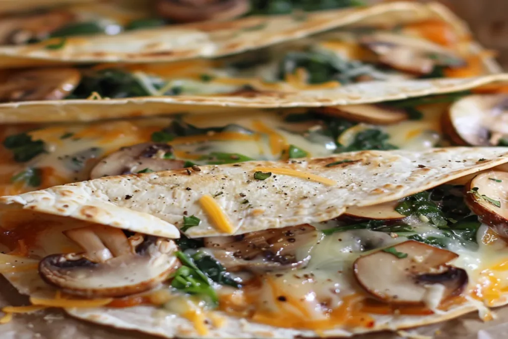 Baked Spinach Mushroom Quesadillas