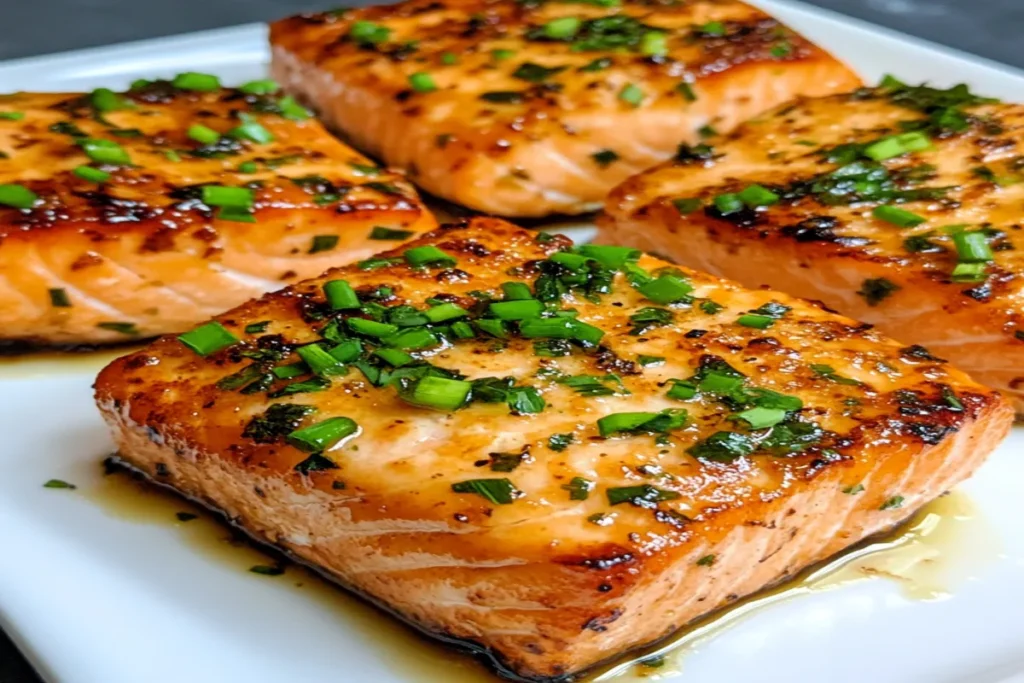 Honey Butter Garlic Glazed Salmon Bites