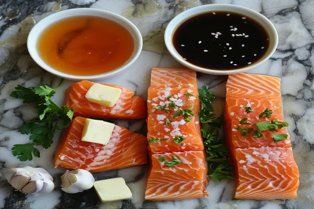 Honey Butter Garlic Glazed Salmon Bites