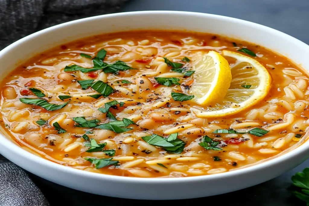 Zesty Lemon White Bean Orzo Soup for the Soul