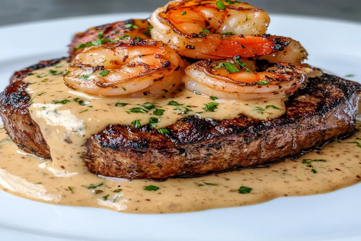 Filet Mignon with Shrimp and Lobster Cream Sauce