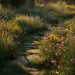 Meadowscaping Homeowner identifying native plants in a sunny meadow