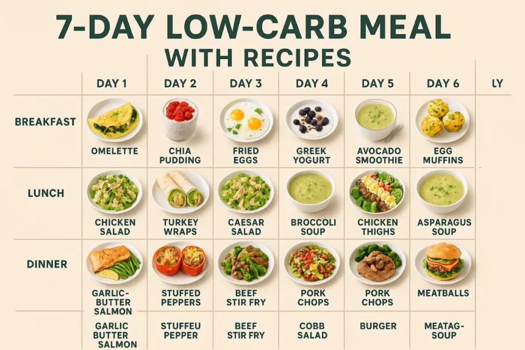 7-Day Low-Carb Meal Plan With Recipes 7-Day Low-Carb Meal Plan With Recipes (Delicious & Easy Guide)