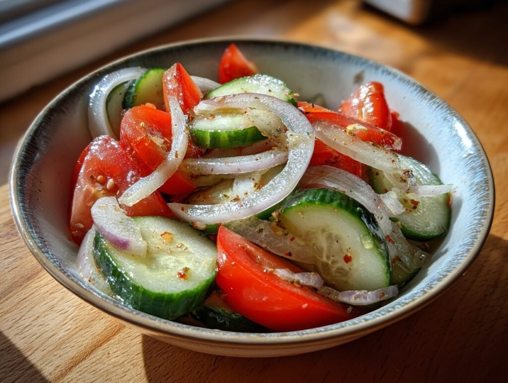 Cucumber Tomato & Onion Summer Salad