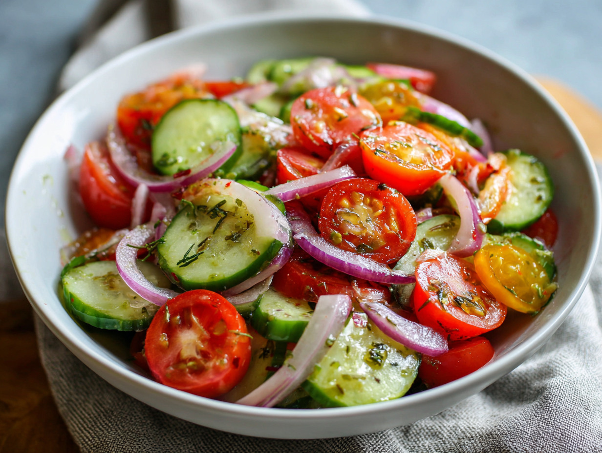 Cucumber Tomato & Onion Summer Salad: Cool Off!