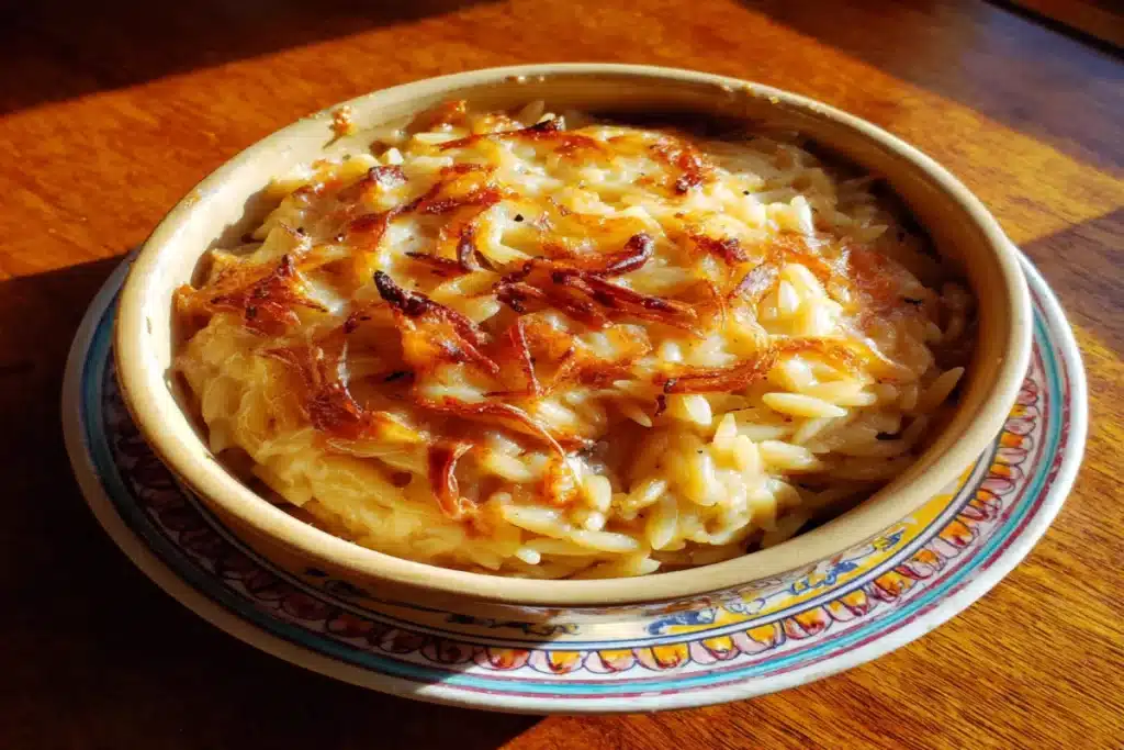 French Onion Orzo Bake – Creamy, Cheesy One-Pan Comfort Food French Onion Orzo Bake – Creamy, Cheesy One-Pan Comfort Food
