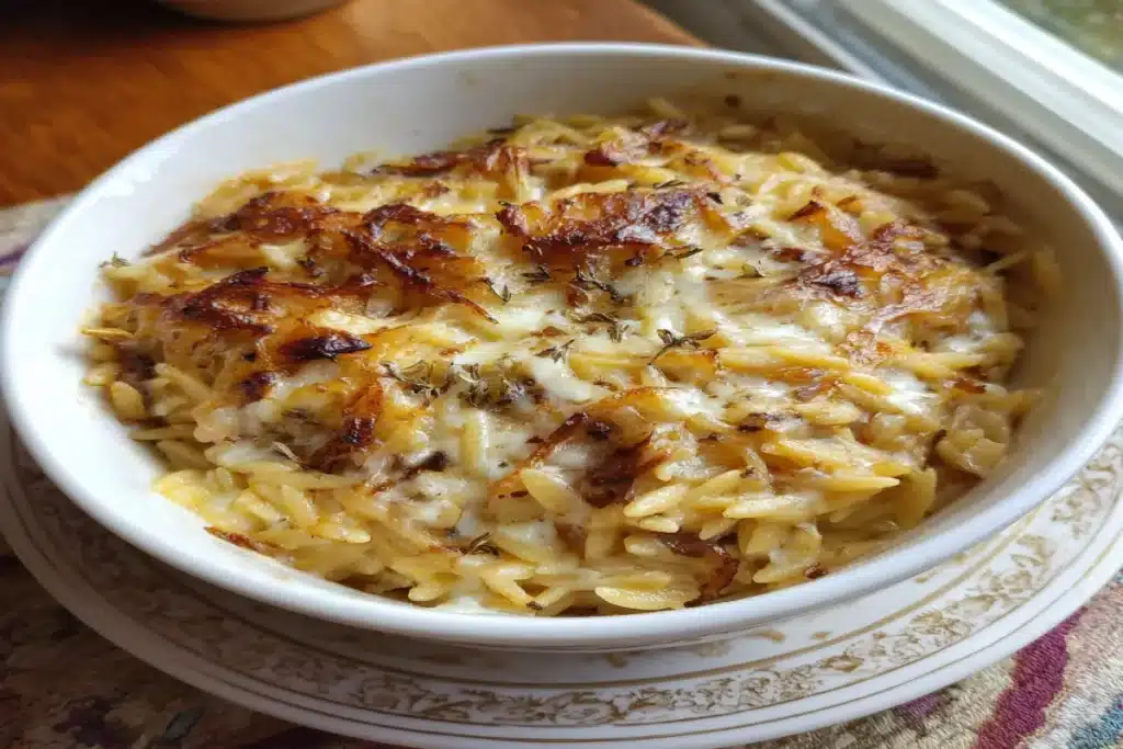 French Onion Orzo Bake – Creamy, Cheesy One-Pan Comfort Food French Onion Orzo Bake – Creamy, Cheesy One-Pan Comfort Food