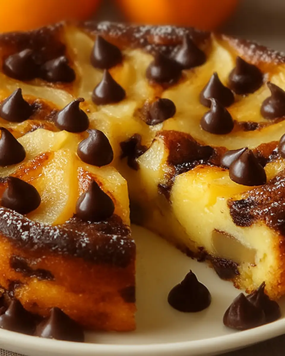 Clafoutis aux Poires et au Chocolat A delicious plate of Clafoutis aux Poires et au Chocolat