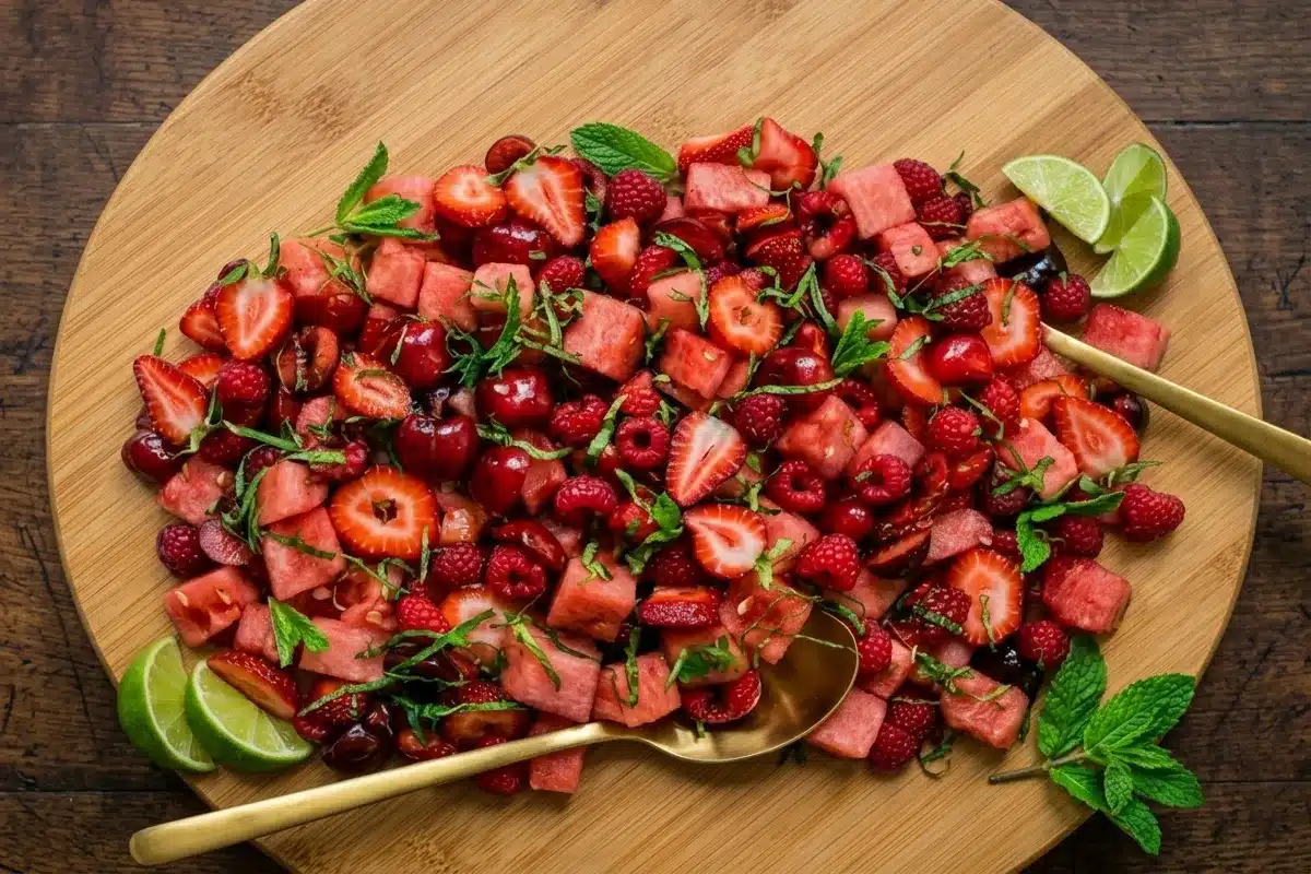 Watermelon Fruit Salad with Lime Mint Dressing
