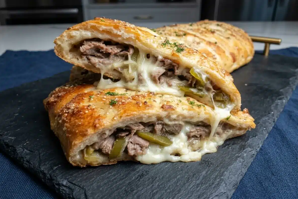 Philly Cheesesteak Stromboli Bake
