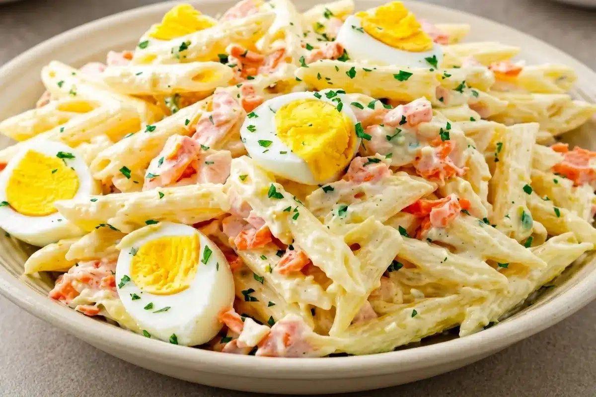 Salade de pâtes au surimi et œufs durs