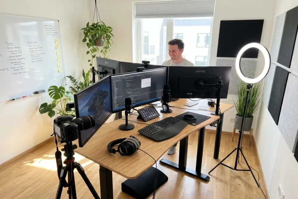 The Ultimate Professional Multi-Monitor Standing Desk Setup for Productivity & Content Creation