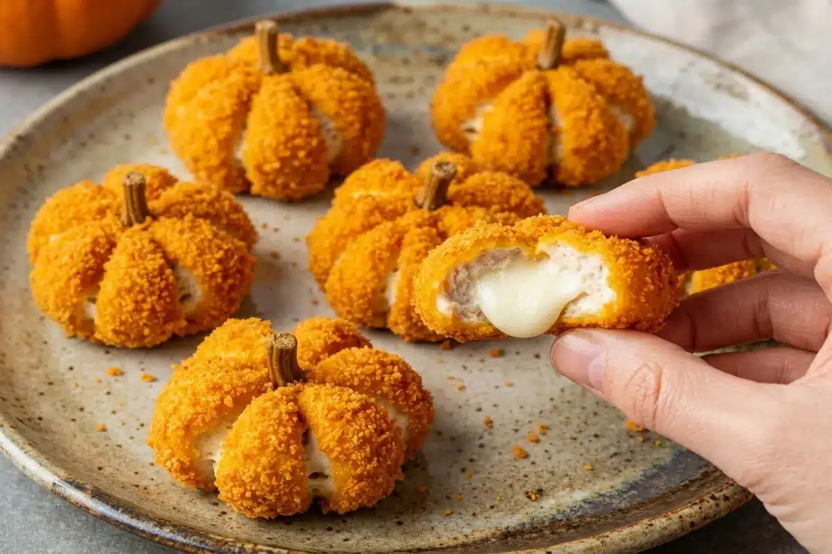 EASY Cheesy Chicken Pumpkins! The Ultimate Halloween Appetizer!