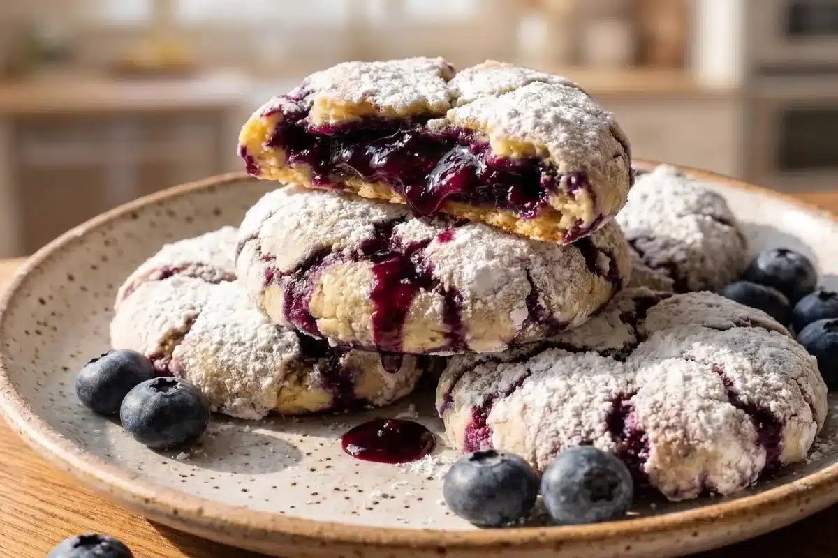 Soft Blueberry Lemon Crinkle Cookies