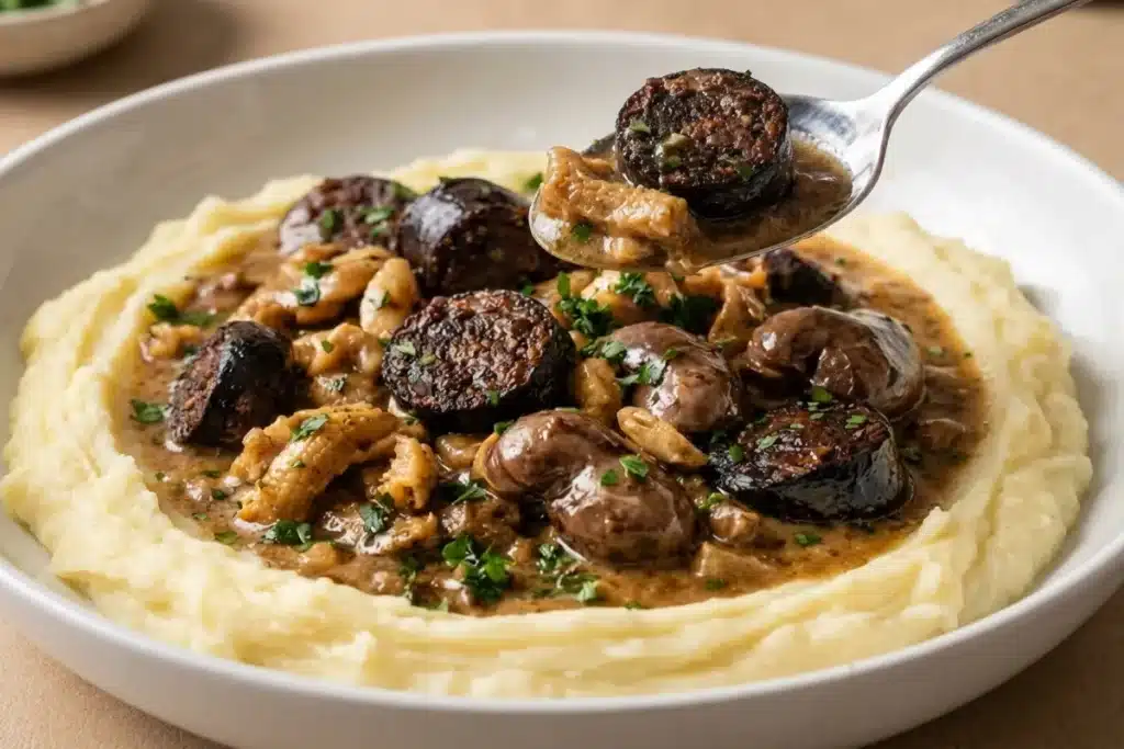 Poêlée de tripes et rognons au boudin noir sur purée maison image 1200x800 1790170866814