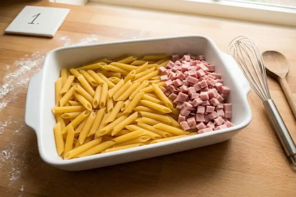 Gratin de pâtes au jambon facile et crémeux image 1200x800 1793194202820