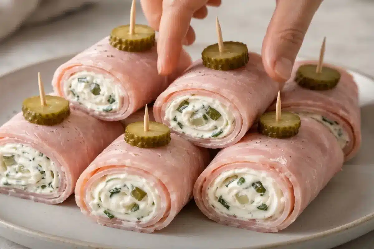 Roulés de jambon au fromage frais, crémeux et croquants