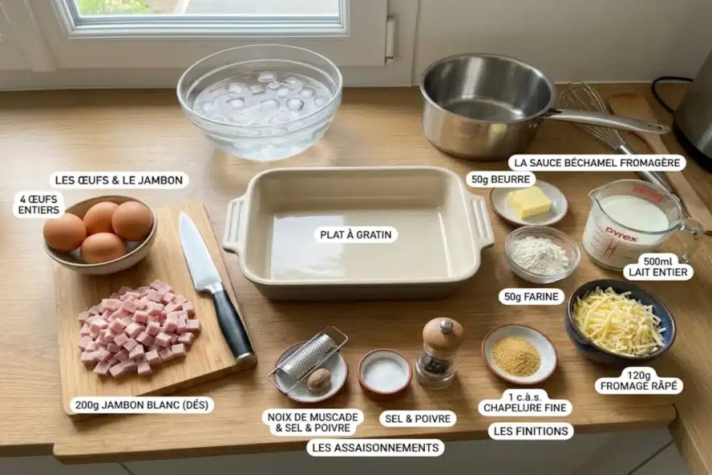 Œufs durs au jambon et béchamel fromagée gratinés image 1200x800 1793354742373